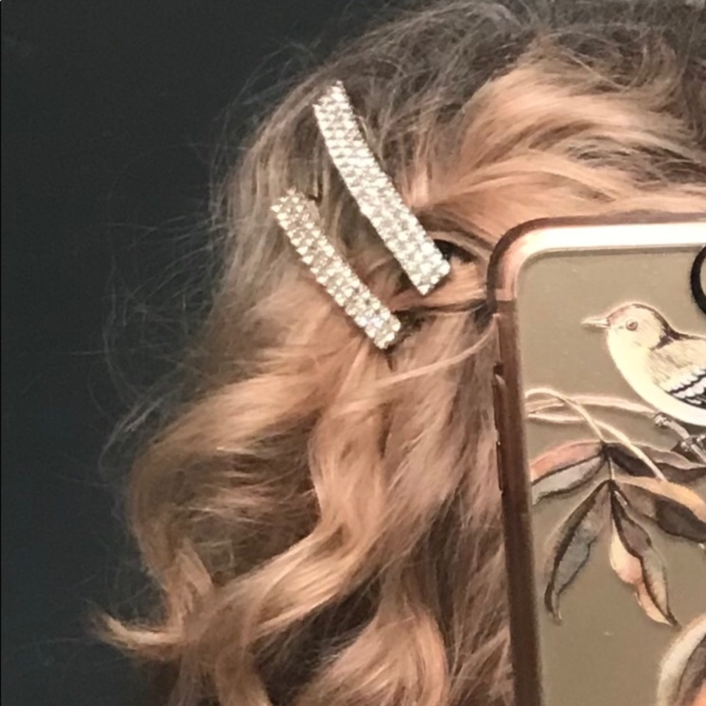 Vintage French Rhinestone Barrette Set Crystal Hair Clips - Picture 2 of 9